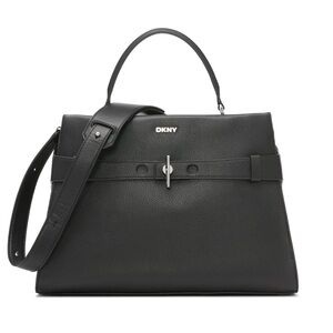 DKNY Women's Bleeker Large Satchel, black/silver, One Size